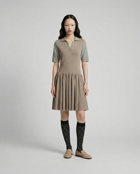 Polo Pollera Brown Minidress