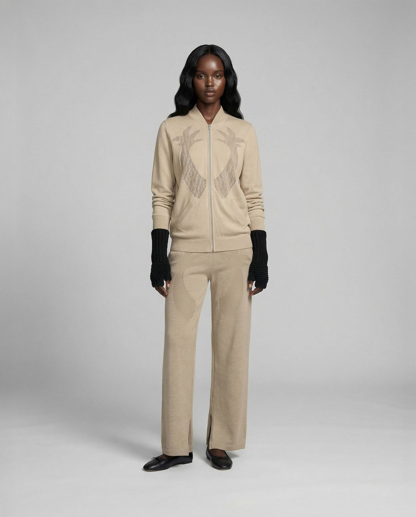 Palm Knitted Beige Jogger