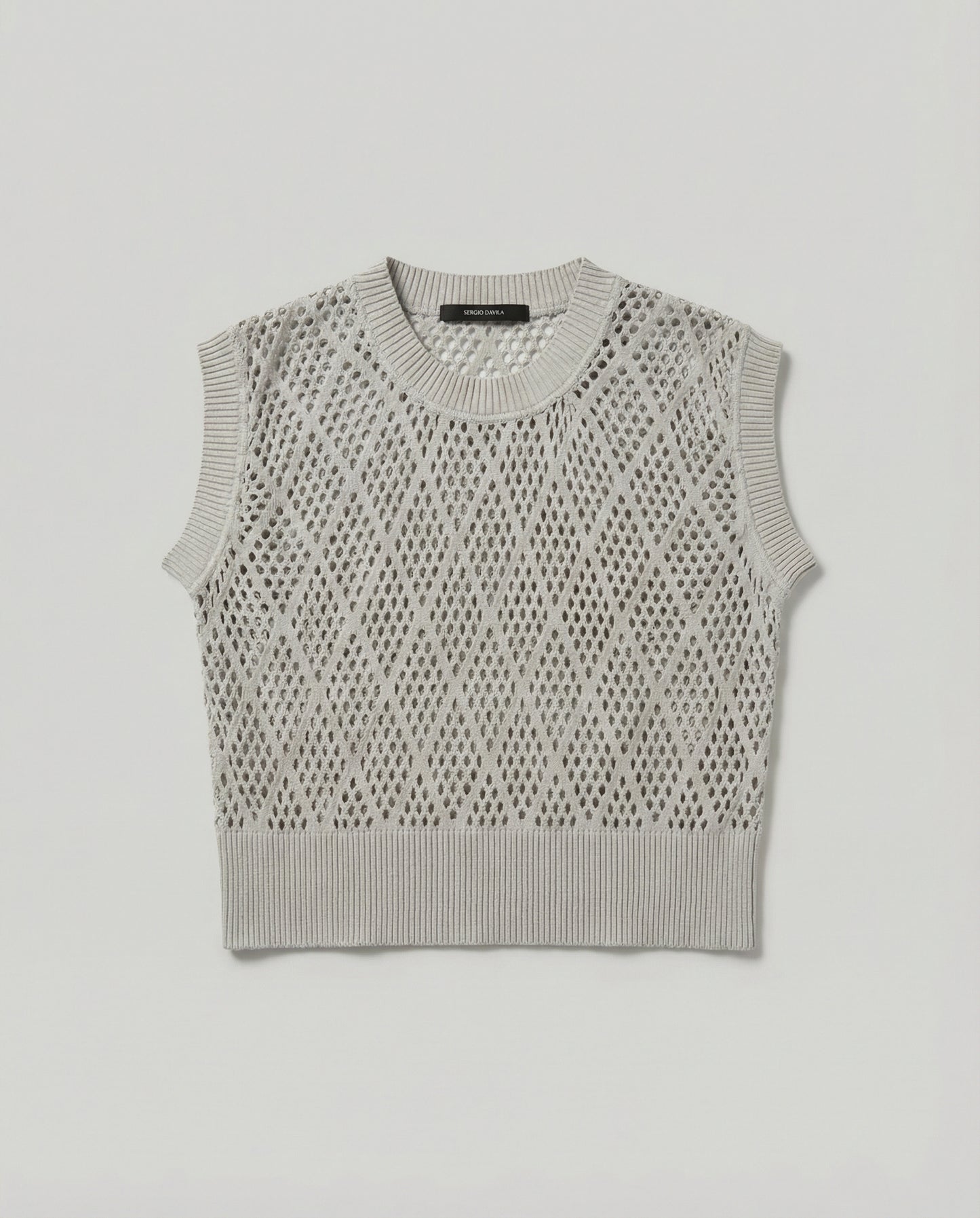 Grey Palanqueado Openwork Stitch Crop