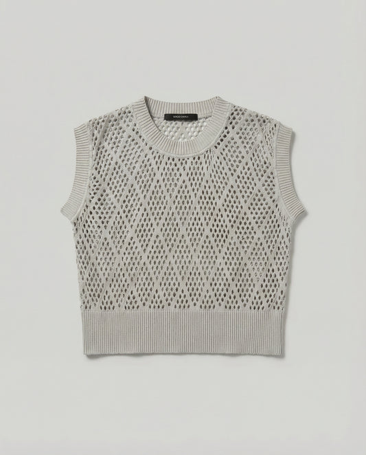 Grey Palanqueado Openwork Stitch Crop