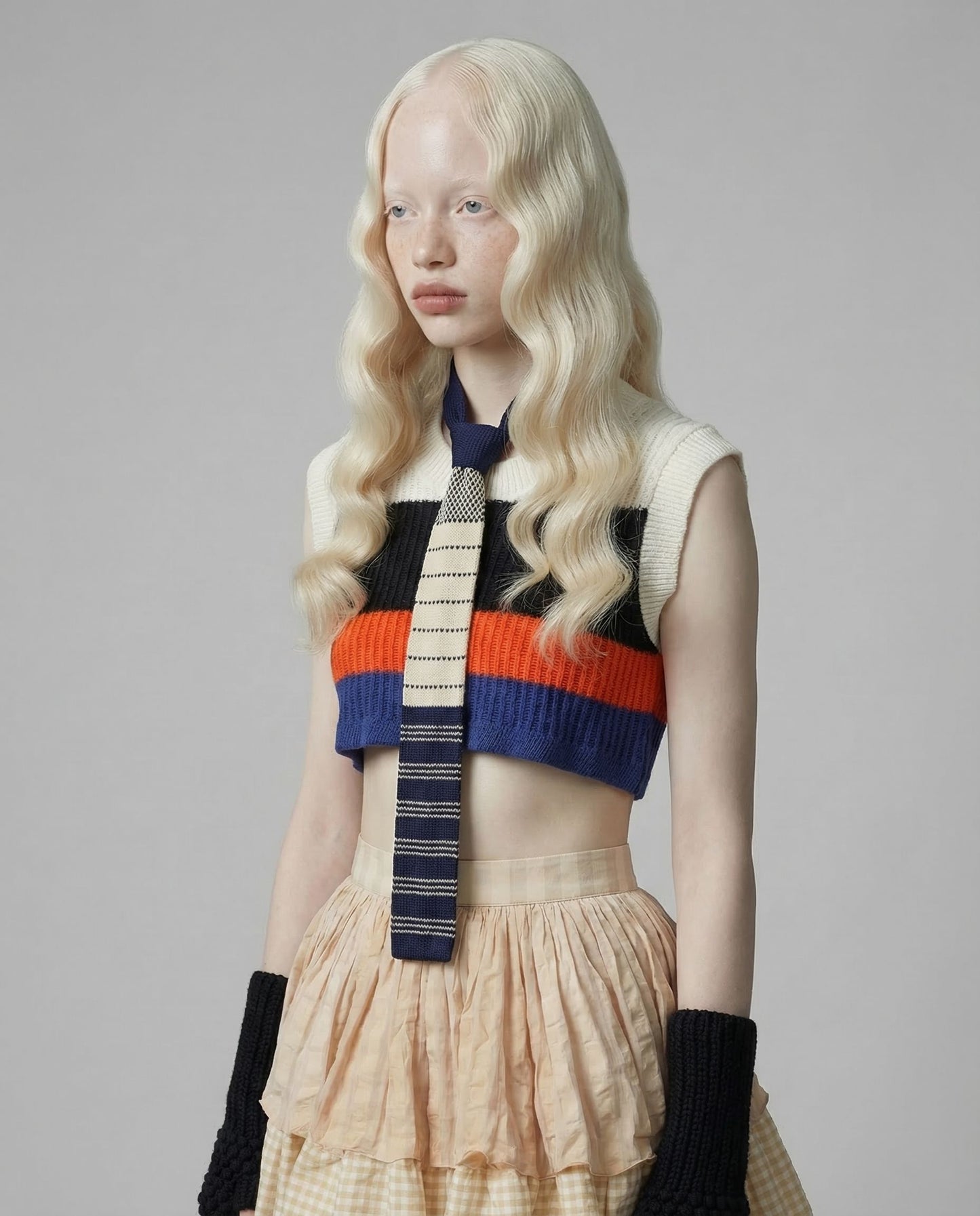 Striped Calado Mini Crop Top