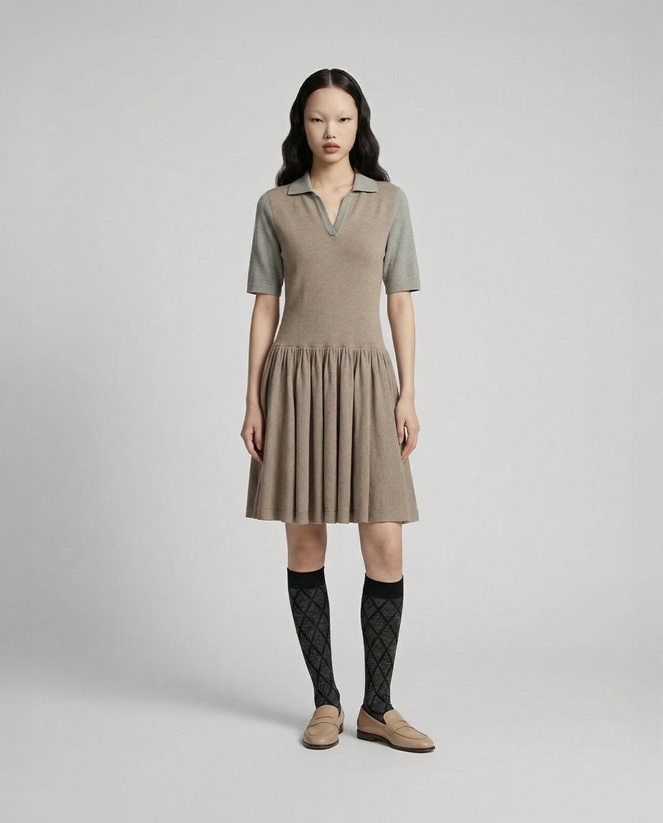 Polo Pollera Brown Minidress