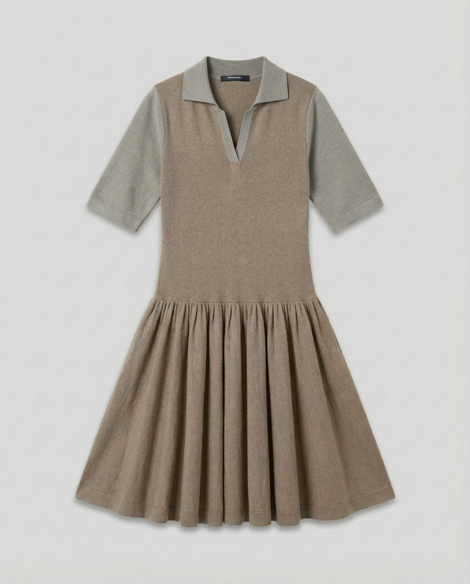 Polo Pollera Brown Minidress