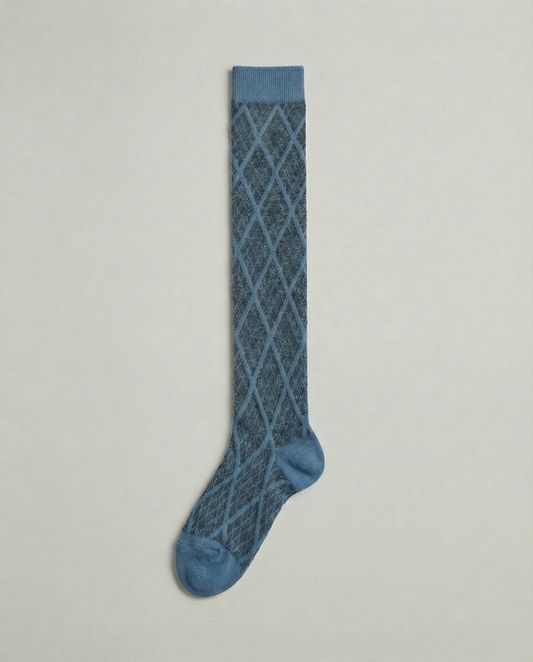 Long Blue Argyle Socks
