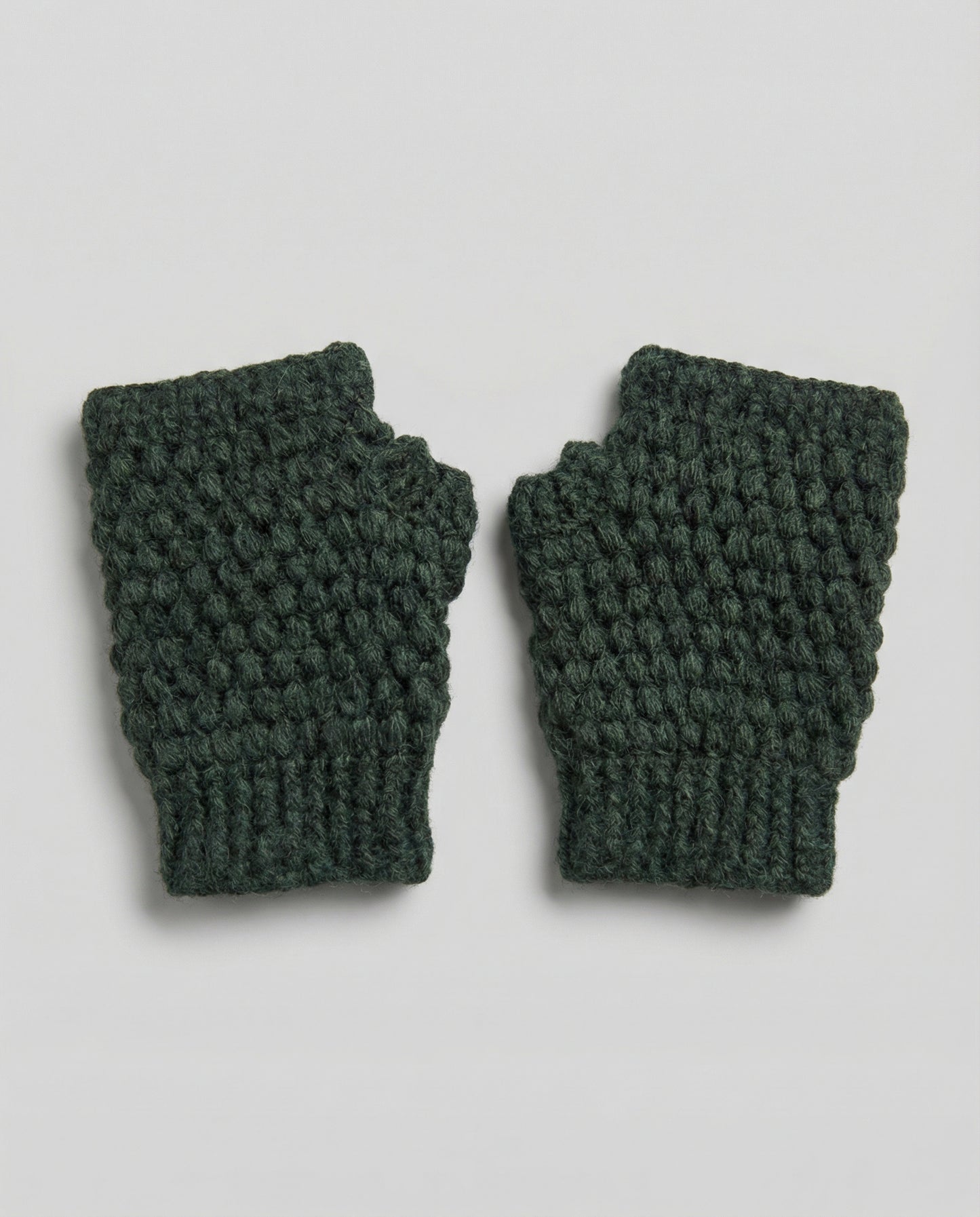 Sierra Knitted Dark Green Fingerless Gloves