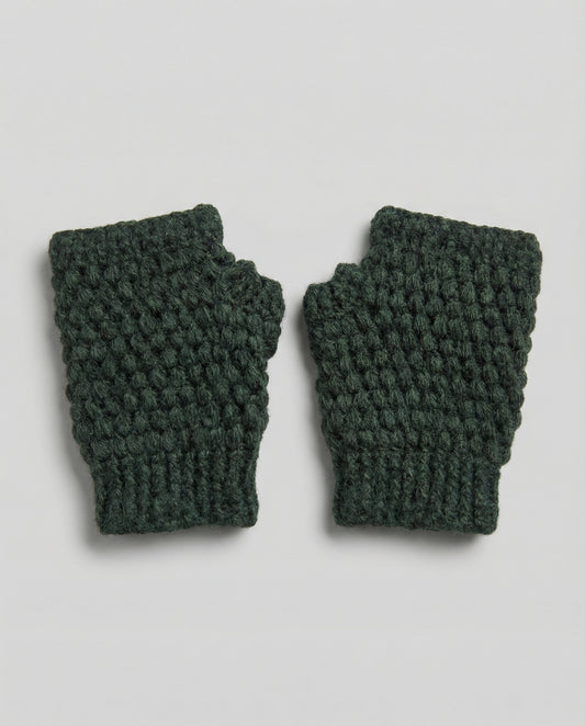 Sierra Knitted Dark Green Fingerless Gloves