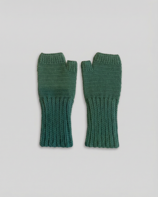 Sierra Knitted Green Fingerless Gloves