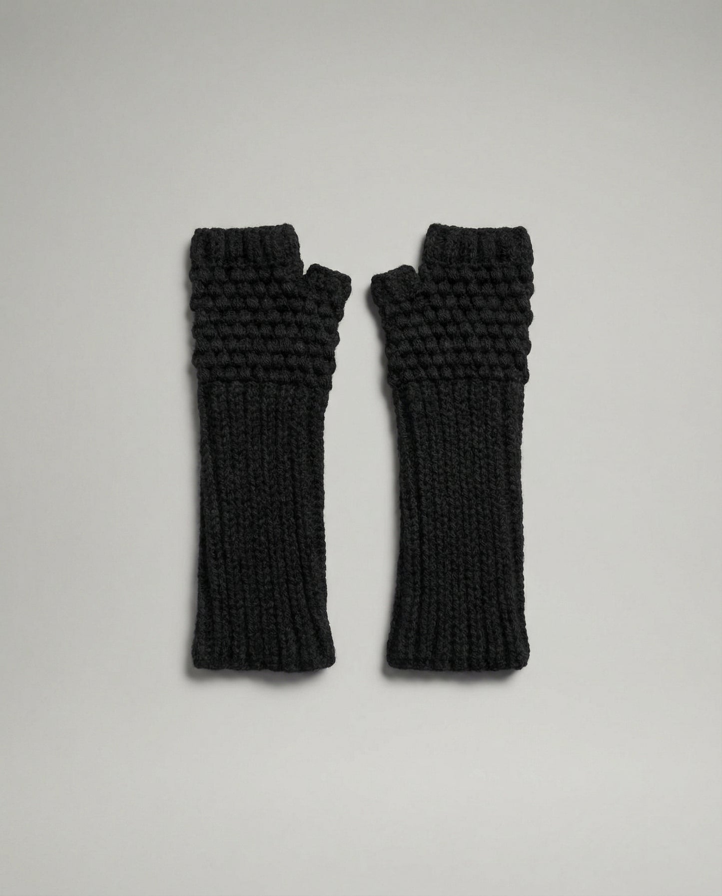 Sierra Knitted Black Fingerless Gloves