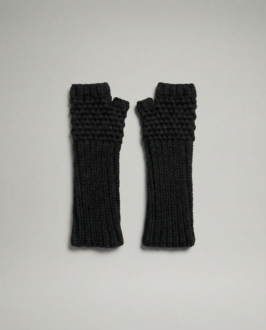 Sierra Knitted Black Fingerless Gloves